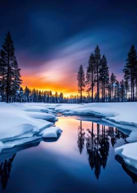 Winter Sunset Reflection