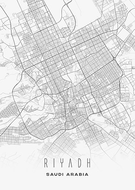 Riyadh, Saudi Arabia - Minimalist City Map Poster, Contemporary Wall Art