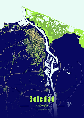 Soledad, Colombia Map Art