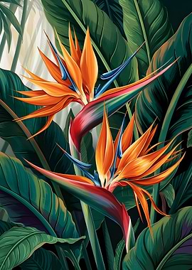 Bird of Paradise Floral Illustration