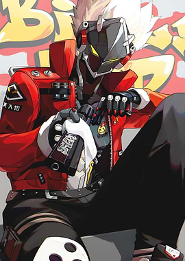 Anime Robot Character in Red Jacket