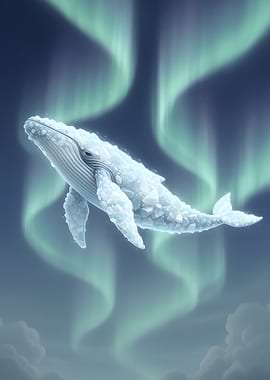 Crystal Whale Under Aurora Borealis
