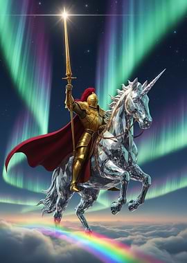 Golden Knight on Crystal Unicorn