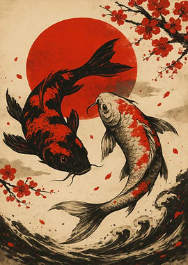 Koi Fish Yin Yang Art