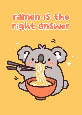 Koala eating ramen illustration