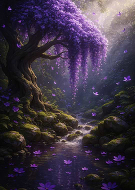 Purple Floral Fantasy Landscape