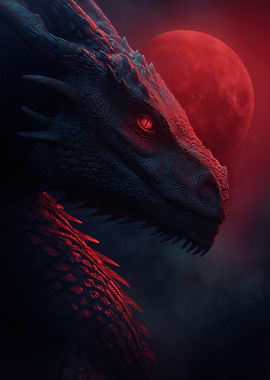Dragon and Red Moon