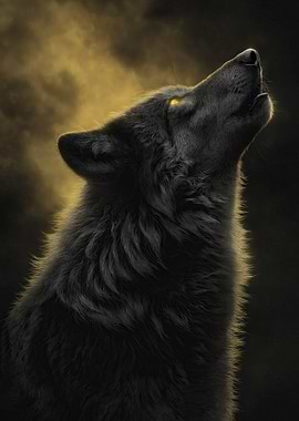 Howling Black Wolf