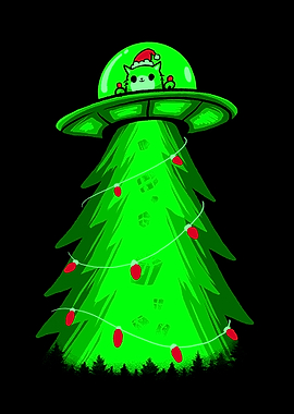 Christmas Alien Cat Abduction