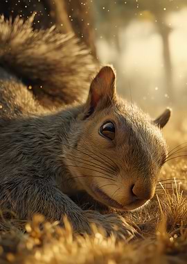 Squirrel Portrait in Golden Light