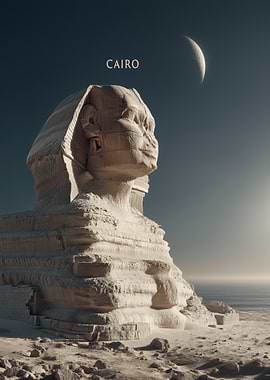 Cairo Sphinx under the Moon