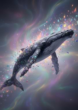 Cosmic Whale with Gemstones