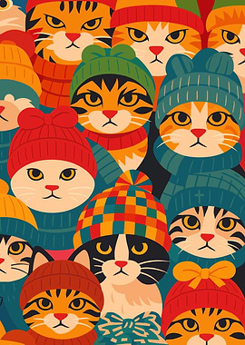 Cats in Hats Pattern