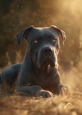 Gray Cane Corso Golden Hour