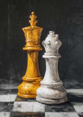 Chess King and Queen Painting