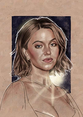 Sydney Sweeney Textured Pencil Portrait Art