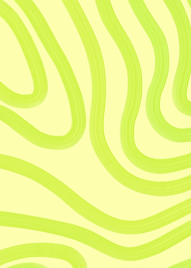 Abstract Green Wavy Lines on Yellow