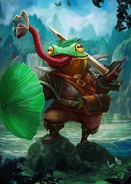 Frog Warrior with Butterfly and Sword