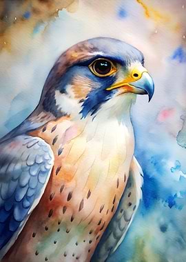 Watercolor Painting of a Falcon