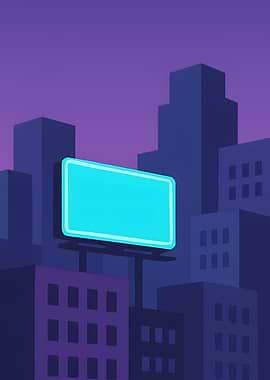 Cityscape with Billboard at Night