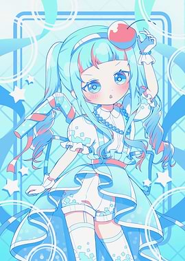 Anime Girl with Cherry and Candy