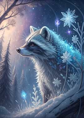 Winter Raccoon Portrait