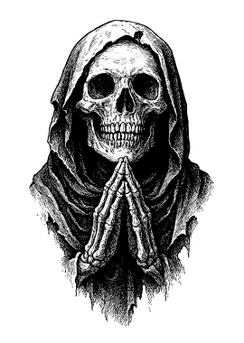 Grim Reaper Skull Praying Hands
