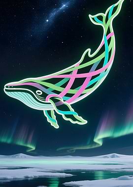 Neon Whale Aurora Borealis