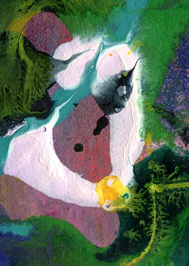 Abstract Painting with Green and Red