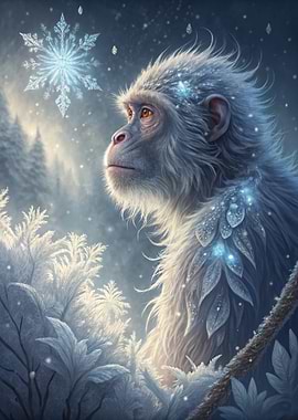 Winter Monkey with Snowflake