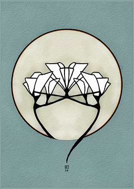 Floral Design on Blue