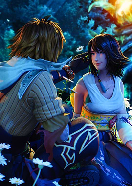 Tidus and Yuna in a field