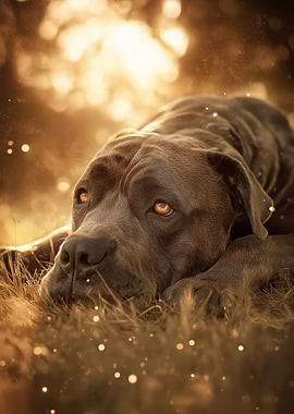 Resting Cane Corso in Golden Light