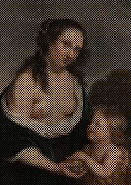 A mother and her son in the guise of venus and cupid