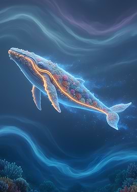 Coral Whale in Deep Blue Sea
