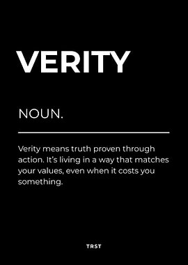 Verity – Minimalist Black & White Poster Motivational Definition Wall Art