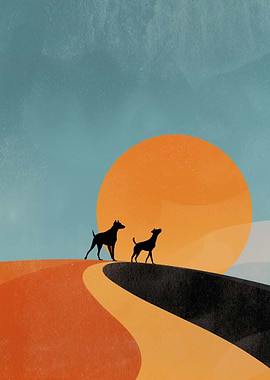 Friendship Dogs Silhouette