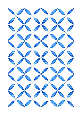 Blue Watercolor Floral Pattern