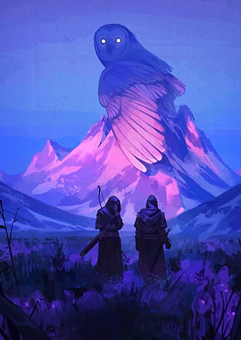 Fantasy Landscape Owl Figures