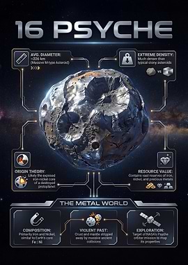 16 Psyche Asteroid Infographic