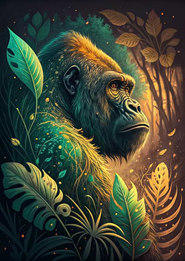 Majestic Gorilla in Lush Jungle