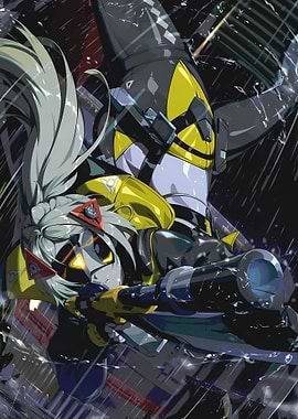 Anime Girl with Futuristic Robot Companion