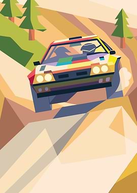Rally Car Geometric Art