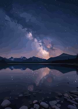 Milky Way over Mountain Lake