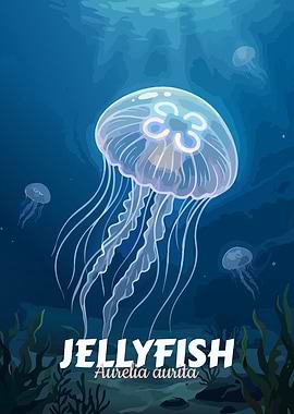 Moon Jellyfish in the ocean