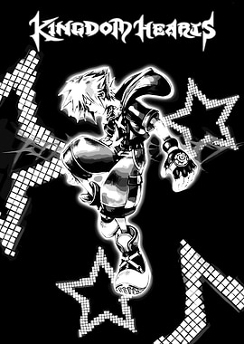 Kingdom Hearts Sora Black and White