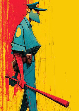 Stylized Police Officer with Baton