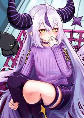 Anime Girl with Horns and Companion