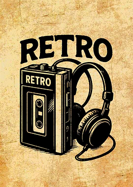 Retro Cassette Player and Headphones