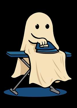 Cartoon Ghost Ironing